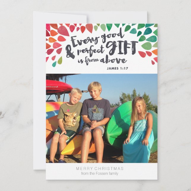 Festiva James 1:17 Tarjeta de Navidades de fotografía reli (Anverso)