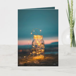 Festiva Jar con luces de hadas Tarjeta de vacaciones