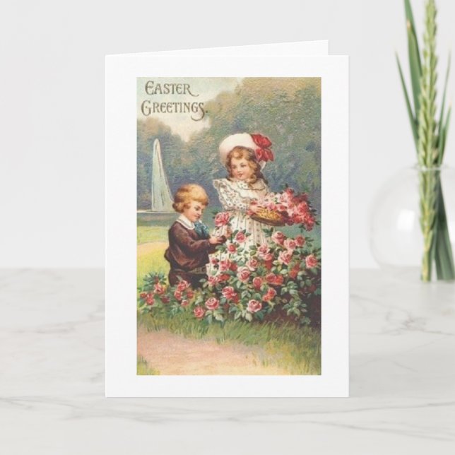 Festiva Jardín Rosa de Victoria Romántica Tarjeta de Pascu (Anverso)