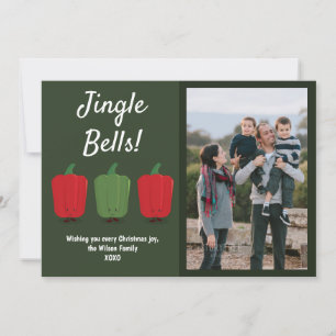 Festiva Jingle Bell Peppers Foto Tarjeta de vacaciones pla
