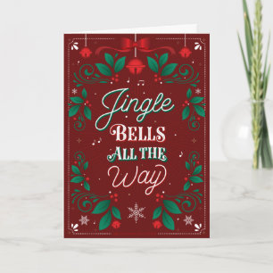 Festiva Jingle Bells todo el camino Navidades tarjeta de f