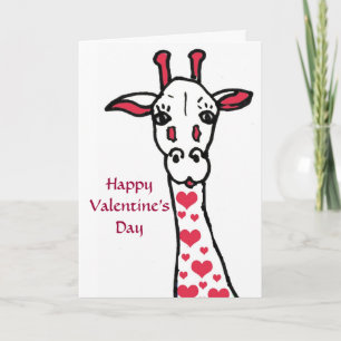 Festiva Jirafa del el día de San Valentín y tarjeta