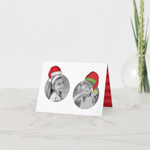 Festiva Jolly Elf Santa Claus Tarjeta de foto navideña 2 F