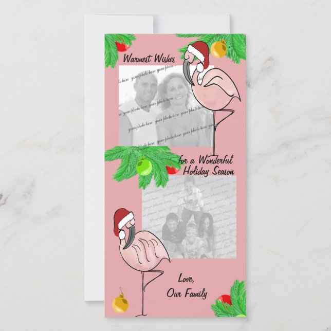 Festiva Jolly Flamingos/ Tarjeta de felicitación de fotos (Anverso)