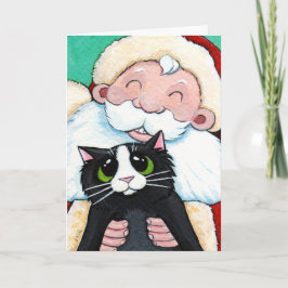 Festiva Jolly Santa Claus y tarjeta de Navidades para gato