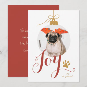 Festiva Joy Boho Mascota Foto tarjeta de vacaciones con or
