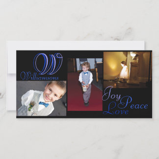 Festiva Joy Peace Love Collage Tarjeta de fotos en azul