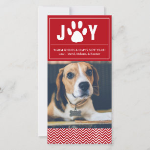 Festiva Joy Red & White Chevron Mascota tarjeta fotográfic
