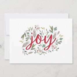 Festiva Joy Watercolor Floral Guión Rojo Tarjeta de vacaci
