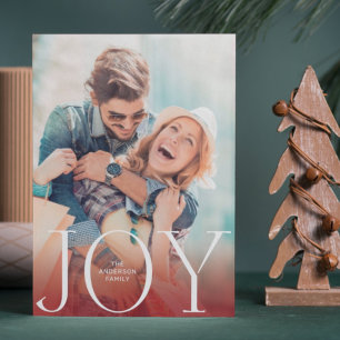 Festiva JOY White Red Overlay Foto Tarjeta de vacaciones m