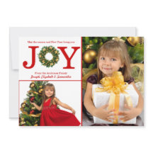Joy Wreath 2 fotos puntos rojos - Tarjeta de Navid