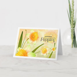 Festiva Joyeuses Pâques. Tarjeta de Pascua de Daffodils en