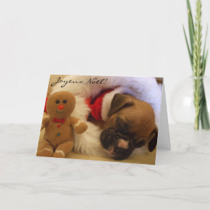 Festiva Joyeux Noël Navidades Boxer Puppy tarjeta de salud