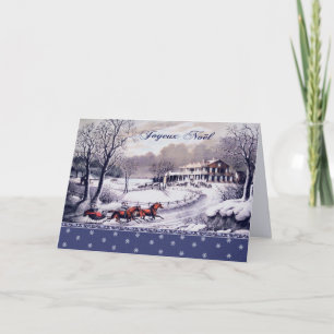 Festiva Joyeux Noël. Tarjeta de navidades en francés