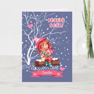 Festiva Joyeux Noël. Tarjeta de navidades en francés