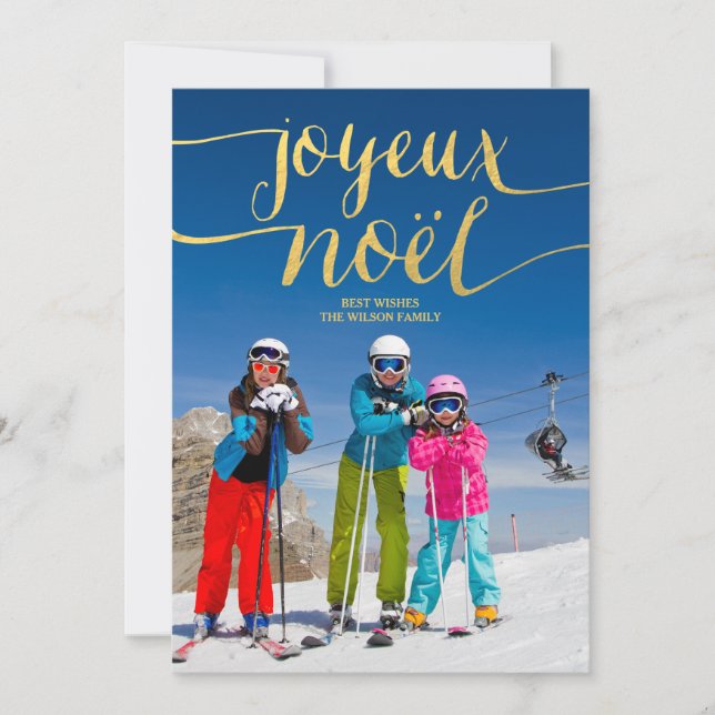 Festiva Joyeux Noel | Tarjeta fotográfica de vacaciones (Anverso)