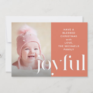 Festiva Joyful Coral Photo Navidades Tarjeta de Saludo de 