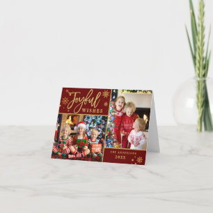 Festiva Joyful Gold Frame 3 Fotografía Tarjeta de saludo d