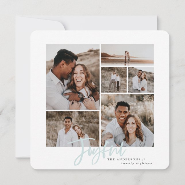 Festiva Joyorosa tarjeta de navidades multifotográficos (Anverso)