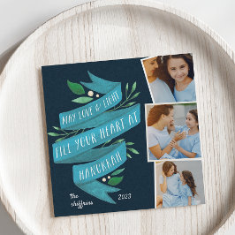 Festiva Joyous Tidings | Tarjeta fotográfica cuadrada de H