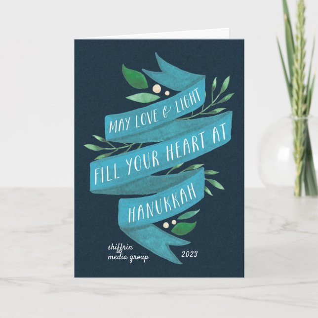 Festiva Joyous Tidings | Tarjeta Hanukkah de negocios pleg (Anverso)