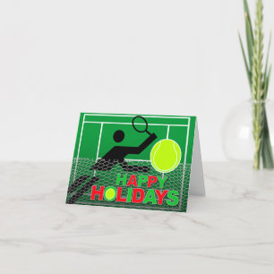 Festiva Jugador de tenis de la tarjeta de vacaciones feliz