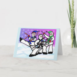 Festiva Karate Snowmen con tarjeta de armas