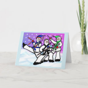 Festiva Karate Snowmen con tarjeta de armas