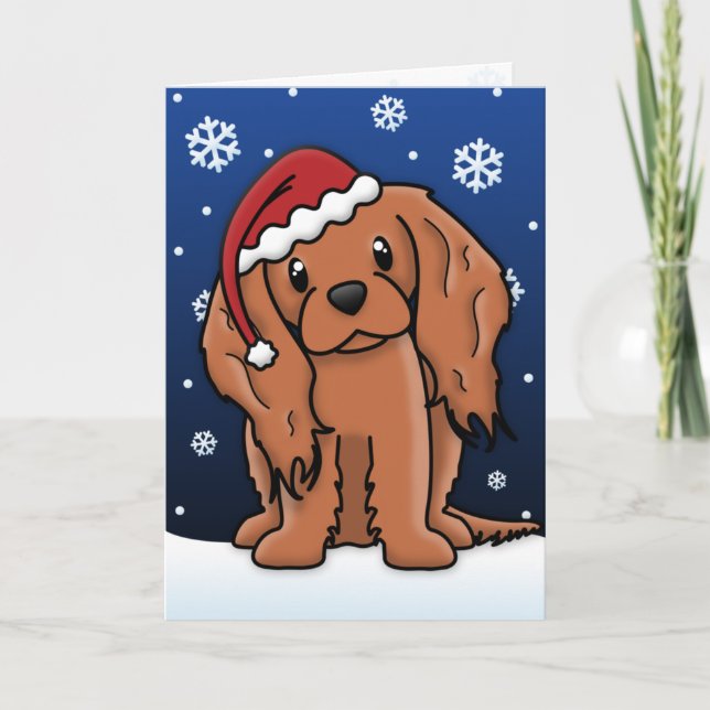 Festiva Kawaii Ruby Cavalier tarjeta de Navidades española (Anverso)