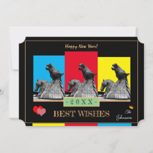 Festiva ¡Kelpies y Feliz Año Nuevo! Tarjeta de deseos/Esco
