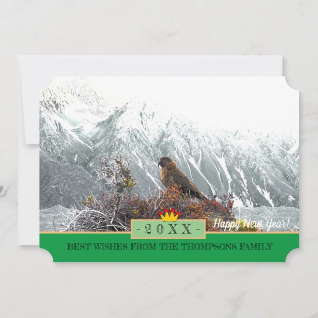Festiva ¡Kia Parrot y Feliz Año Nuevo! Tarjeta /Nueva Zela (Anverso)