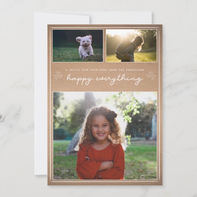 Festiva Kraft Script | Tarjeta de collage fotográfico de A (Anverso)