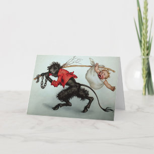 Festiva Krampus Robando tarjeta de Navidades para bebés