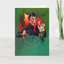 Festiva Krampus vintage con tarjeta de vacaciones para niñ