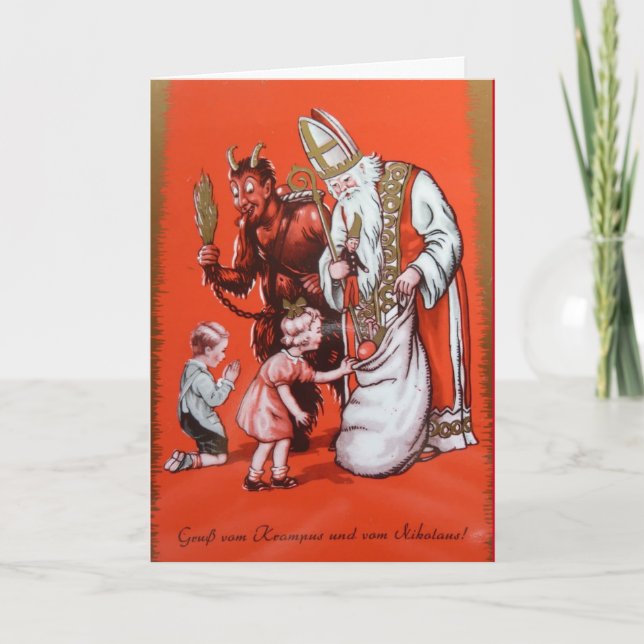 Festiva Krampus y tarjeta de San Nicolás (Anverso)