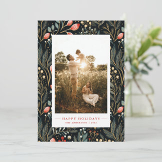 Festiva La encantadora tarjeta Floral Dos Navidades fotogr