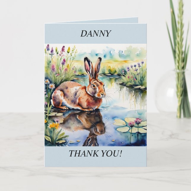 Festiva La liebre se refleja en el agua. Tarjeta de agrade (Anverso)