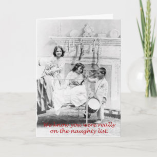 Festiva La lista traviesa, una vintage tarjeta navideña