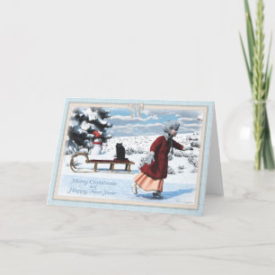 Festiva La pequeña tarjeta de felicitación para patinadore