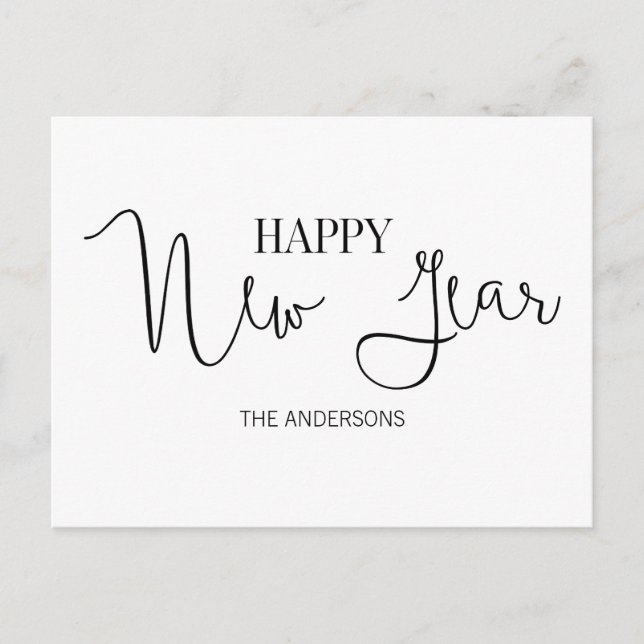 Festiva La postal de Año Nuevo Feliz y Moderno Simple (Anverso)