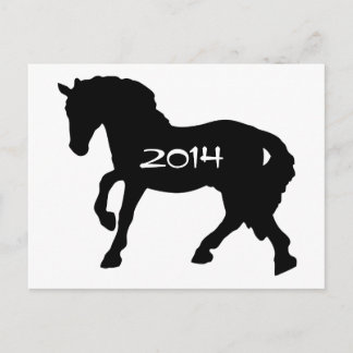 Festiva La postal del año blanco y negro del caballo