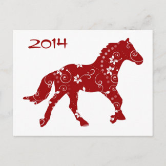 Festiva La postal del Año Rojo y Blanco del Caballo