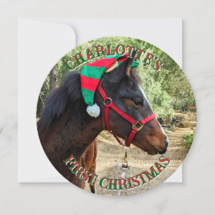 Festiva La primera tarjeta de vuelta del caballo de Navida