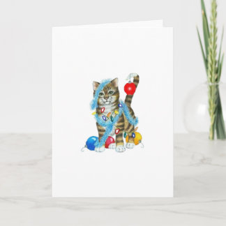 FESTIVA LA TARJETA DE FELICITACIÓN ADORNÓ EL GATITO