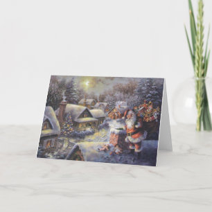 Festiva La tarjeta de Navidades de pueblo de Santa Claus c