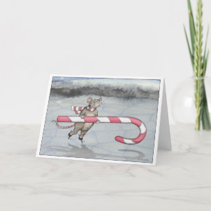 Festiva La tarjeta de Navidades del ratón para patinar