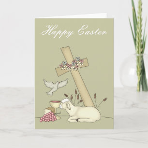 Festiva La tarjeta de saludo de Pascua de Cordero y Cruce