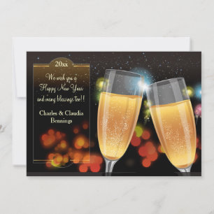 Festiva La tarjeta de vacaciones de Año Nuevo Toast