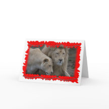 La tarjeta del día de San Valentín de un león