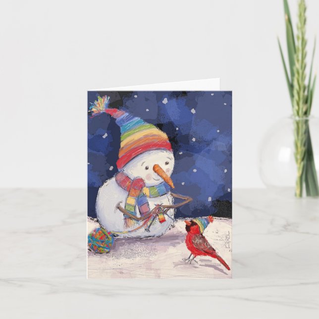 Festiva La tarjeta navideña Jolly Snowperson (Anverso)
